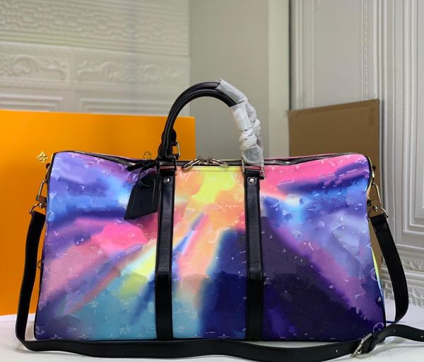 quality travel bag gradient letter canvas fabric lining with cowhide edge silver metal ornament large luggage bag duffel bags men women fitn
quality travel bag gradient letter canvas fabric lining with cowhide edge silver metal ornament large luggage bag duffel bags men women fitn