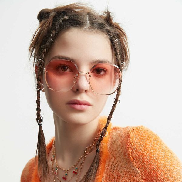 s3006 polygon rimless large frame sunglasses women's color ocean film sunglasses metal frame glasses, White;black
s3006 polygon rimless large frame sunglasses women's color ocean film sunglasses metal frame glasses, White;black