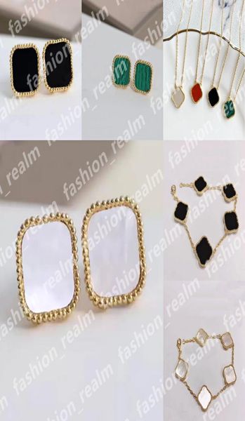 four leaf clover earrings stud designer jewelry set luxury pendant necklaces link chain bracelets gold silver mother of pearl gree3606817, Golden;silver
four leaf clover earrings stud designer jewelry set luxury pendant necklaces link chain bracelets gold silver mother of pearl gree3606817, Golden;silver