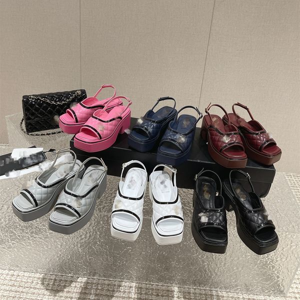 designer interlocking c platform sandals real leather 7.5cm high heels slippers sandal quilted quilting wedding party dress shoes thick bott, Black
designer interlocking c platform sandals real leather 7.5cm high heels slippers sandal quilted quilting wedding party dress shoes thick bott, Black