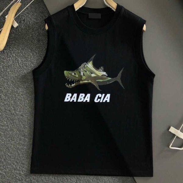 american hip hop sleeveless tshirt designer brand mens womens shark print tee fashion breathable loose basketball vest, White;black
american hip hop sleeveless tshirt designer brand mens womens shark print tee fashion breathable loose basketball vest, White;black