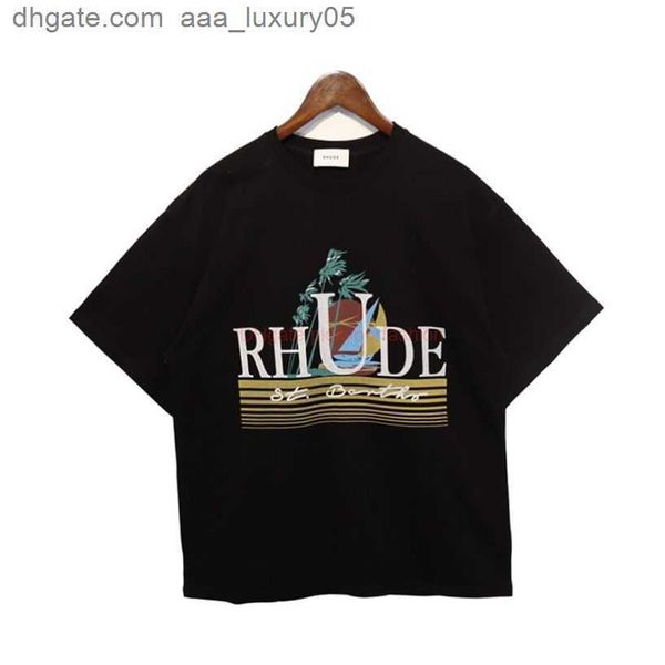 designer fashion clothing tees tshirt the correct version of rhudes new sailboat  printed round neck short sleeved high street loose fittin, White;black 
designer fashion clothing tees tshirt the correct version of rhudes new sailboat  printed round neck short sleeved high street loose fittin, White;black