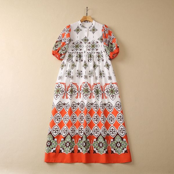 european and american women's clothes 2023 summer new five-point sleeve lantern sleeve fashion orange print dress, Black;gray
european and american women's clothes 2023 summer new five-point sleeve lantern sleeve fashion orange print dress, Black;gray