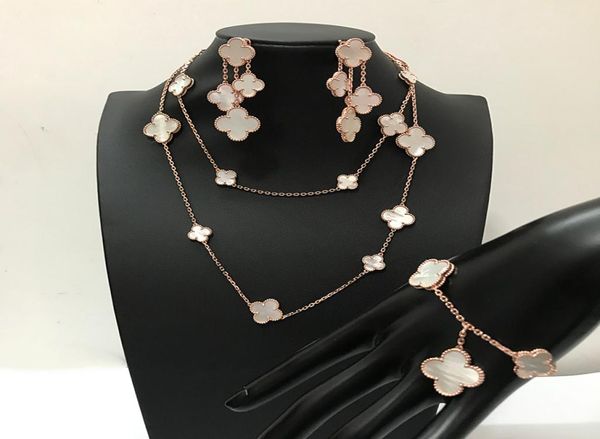 fashion brand 925 silver four leaf flower jewelry set for women wedding necklace bracelet earrings white mother pearl shell clover3934785, Black
fashion brand 925 silver four leaf flower jewelry set for women wedding necklace bracelet earrings white mother pearl shell clover3934785, Black