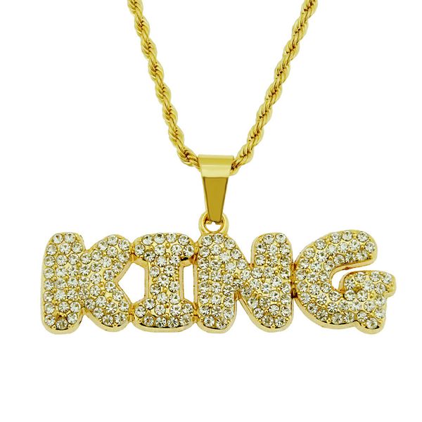 hip hop rapper shiny diamond pendant necklace king letter pendant personality creative micro-inset full zircon jewelry 75cm necklace 1347, Silver
hip hop rapper shiny diamond pendant necklace king letter pendant personality creative micro-inset full zircon jewelry 75cm necklace 1347, Silver
