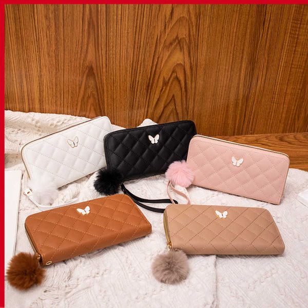 stylish and exquisite small purse 2023 new lingge butterfly wallet women's long zipper handheld bag plush ball simple change package, Red;black
stylish and exquisite small purse 2023 new lingge butterfly wallet women's long zipper handheld bag plush ball simple change package, Red;black