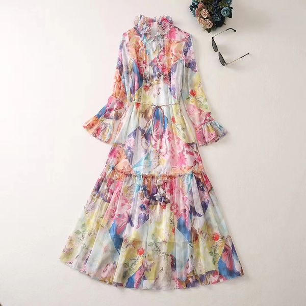 european and american women's clothes 2023 summer new flared long sleeve petal stand collar fashion printed pleated dress xxl, Black;gray
european and american women's clothes 2023 summer new flared long sleeve petal stand collar fashion printed pleated dress xxl, Black;gray