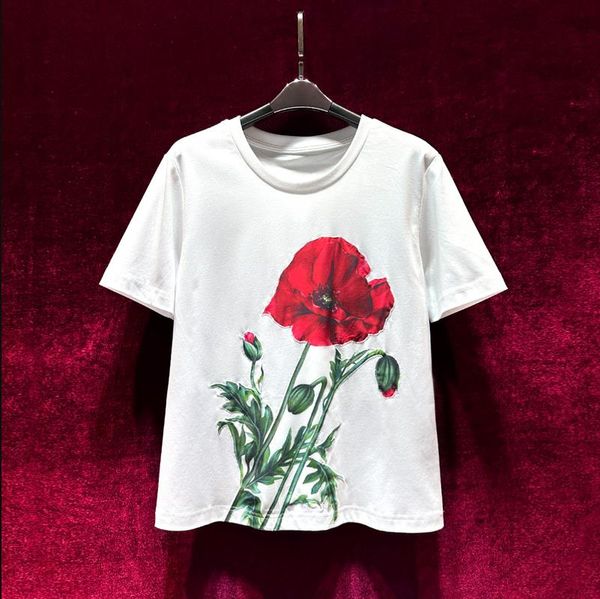 european and american women's clothes 2023 summer new round neck short sleeve floral print fashion cotton t-shirt, White
european and american women's clothes 2023 summer new round neck short sleeve floral print fashion cotton t-shirt, White