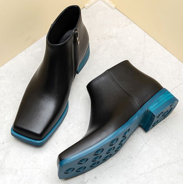 men's blue bottom chelsea boots genuine leather ankle boot square toe high-shoes p25d50, Black
men's blue bottom chelsea boots genuine leather ankle boot square toe high-shoes p25d50, Black
