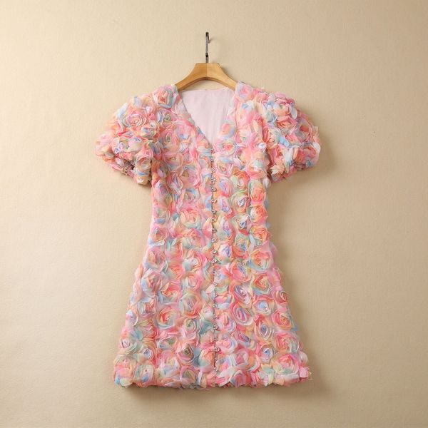 european and american women's clothes 2023 summer new five sleeve v-neck three-dimensional flower disc flower fashion dress, Black;gray
european and american women's clothes 2023 summer new five sleeve v-neck three-dimensional flower disc flower fashion dress, Black;gray
