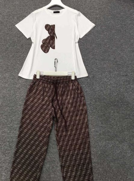 two piece pants summer sets for women outfits brown bear short-sleeved t-shirt double f letter design slim pant sports suit womens designer, White
two piece pants summer sets for women outfits brown bear short-sleeved t-shirt double f letter design slim pant sports suit womens designer, White