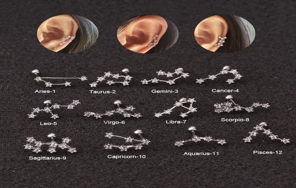 12 constellation 1pc stainless steel twelve constellation piercing jewelry cz cartilage helix lobe screw back stud earring2879624, Golden;silver
12 constellation 1pc stainless steel twelve constellation piercing jewelry cz cartilage helix lobe screw back stud earring2879624, Golden;silver