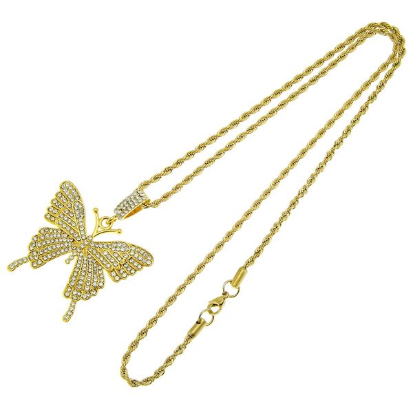 hip hop rapper shiny diamond pendant necklace full diamond butterfly pendant personality creative micro-inset full zircon jewelry 60cm neckl, Silver
hip hop rapper shiny diamond pendant necklace full diamond butterfly pendant personality creative micro-inset full zircon jewelry 60cm neckl, Silver