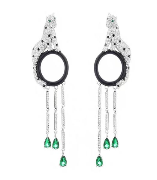 luxury brand party jewelry women panthere earrings 3d full diamond leopard drop earrings tassels drop water green stone panthe5157487, Silver
luxury brand party jewelry women panthere earrings 3d full diamond leopard drop earrings tassels drop water green stone panthe5157487, Silver