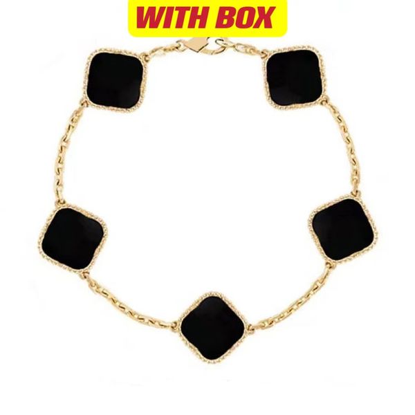 high luxury bracelets chain bangle classic clover bracelet designer bracelets jewelry girls with box, Black
high luxury bracelets chain bangle classic clover bracelet designer bracelets jewelry girls with box, Black