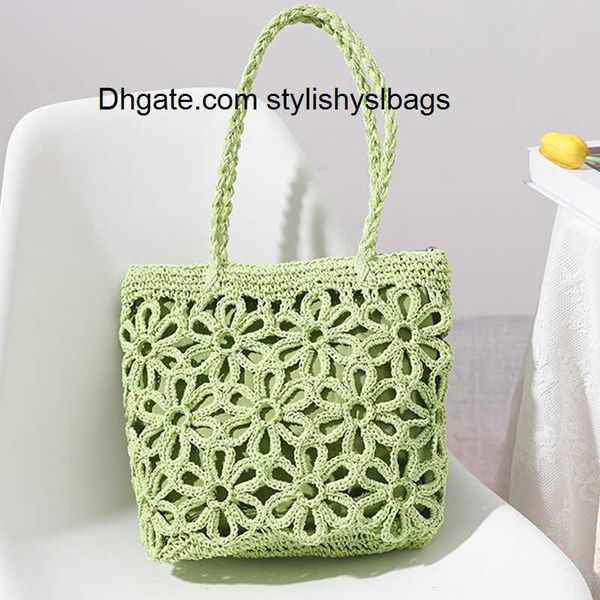 evening bags new straw bag hollow flower straw bag woven bag women's shoulder portable seaside vacation beach rattan bag