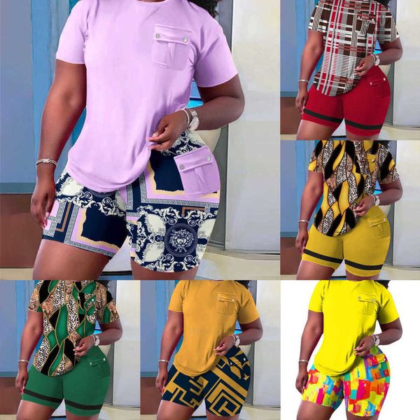 4xl plus size summer women tracksuits fashion casual printing short sleeve and shorts with pocket set, Gray
4xl plus size summer women tracksuits fashion casual printing short sleeve and shorts with pocket set, Gray