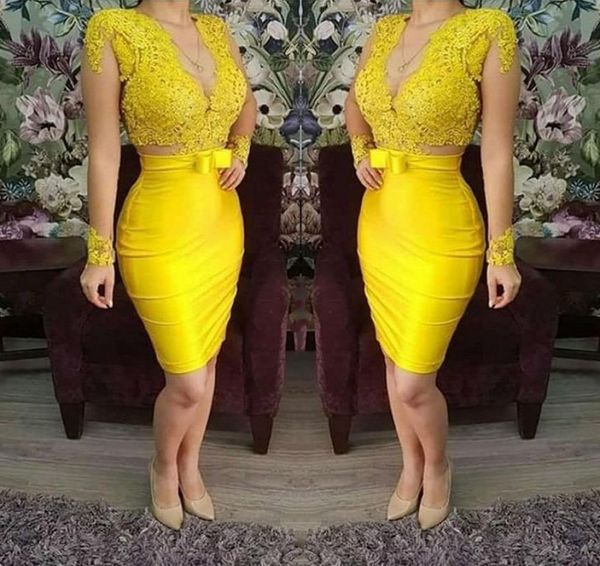 2022 yellow women cocktail dresses v neck illusion long sleeves lace appliques beaded short prom dresses party dress night ce8478935, Black
2022 yellow women cocktail dresses v neck illusion long sleeves lace appliques beaded short prom dresses party dress night ce8478935, Black