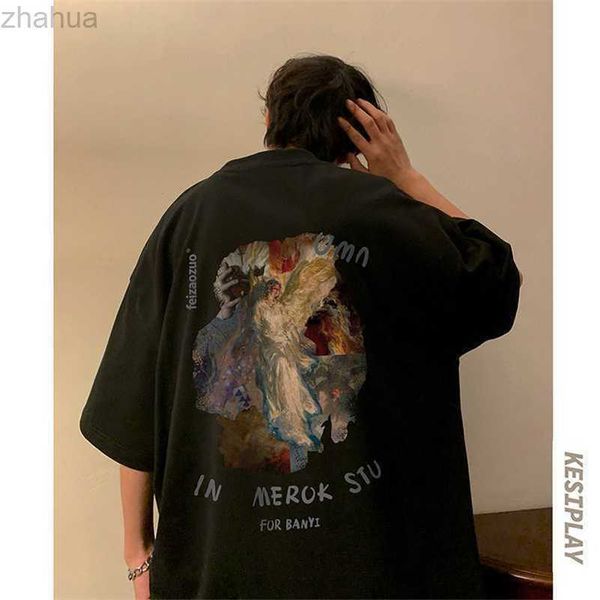 oversize american oil painting short sleeved t-shirt for men's summer loose fitting clothes hip-hop high street 2023 new trend stussys, White;black
oversize american oil painting short sleeved t-shirt for men's summer loose fitting clothes hip-hop high street 2023 new trend stussys, White;black