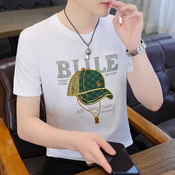 t-shirt 2023 men's summer new luxury hat diamond fashion brand printing handsome bottom round neck men's half sleeves, White;black
t-shirt 2023 men's summer new luxury hat diamond fashion brand printing handsome bottom round neck men's half sleeves, White;black