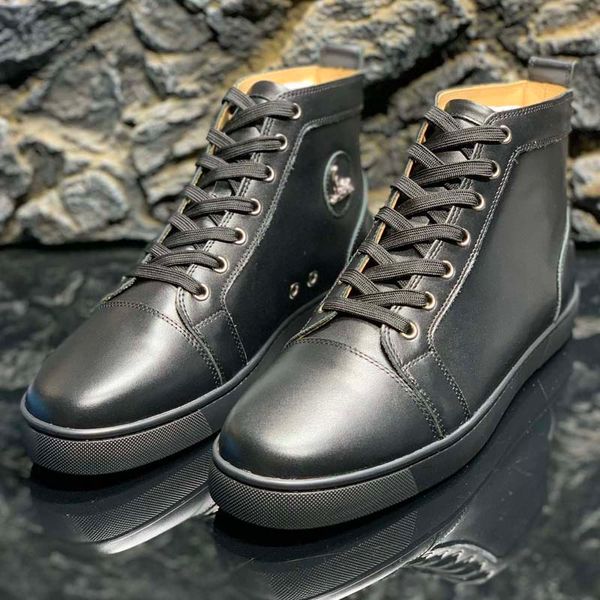 men's shoes with rivet red soles high collar full nail casual board shoes men color matching trendy brand small white shoe, Black
men's shoes with rivet red soles high collar full nail casual board shoes men color matching trendy brand small white shoe, Black