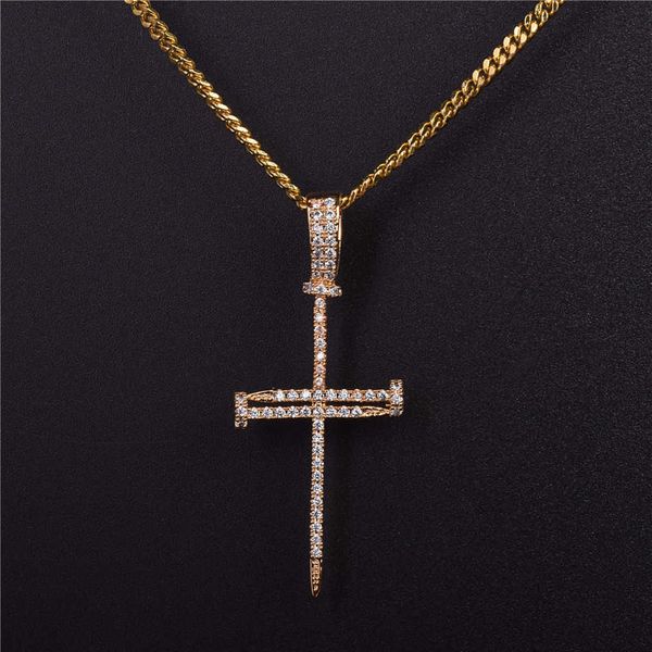 pendant necklaces nail cross gold color copper material iced rock street necklace chain fashion hip hop jewelry 230621, Silver
pendant necklaces nail cross gold color copper material iced rock street necklace chain fashion hip hop jewelry 230621, Silver
