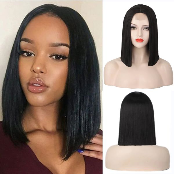 short straight wigs for women black bob wig shoulder length middle parting natural hairline heat wigs, Black;brown
short straight wigs for women black bob wig shoulder length middle parting natural hairline heat wigs, Black;brown
