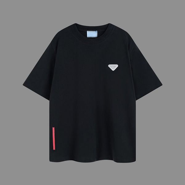 summer mens designer t-shirt luxury tee round neck cotton triangle label short sleeve womans casual loose solid color breathable shirt, White;black
summer mens designer t-shirt luxury tee round neck cotton triangle label short sleeve womans casual loose solid color breathable shirt, White;black