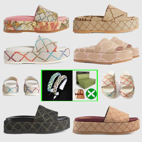 2023 slipper womens fashion embroidered canvas designer slides slip on slippers girls 60mm canvas covered platform sandals dust bags, Black
2023 slipper womens fashion embroidered canvas designer slides slip on slippers girls 60mm canvas covered platform sandals dust bags, Black