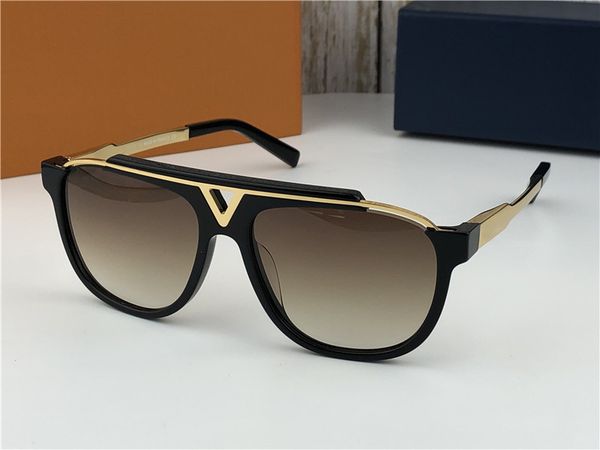 men classic sunglasses mascot black gold/brown gradient eyewear with box, White;black
men classic sunglasses mascot black gold/brown gradient eyewear with box, White;black