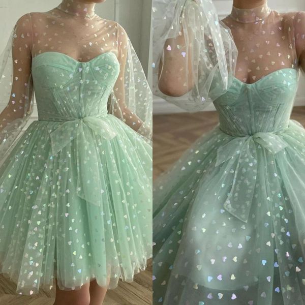 sweet green short homecoming dresses sequins illlusion high neck long sleeves mini cocktail homecoming dress a line, Blue;pink
sweet green short homecoming dresses sequins illlusion high neck long sleeves mini cocktail homecoming dress a line, Blue;pink