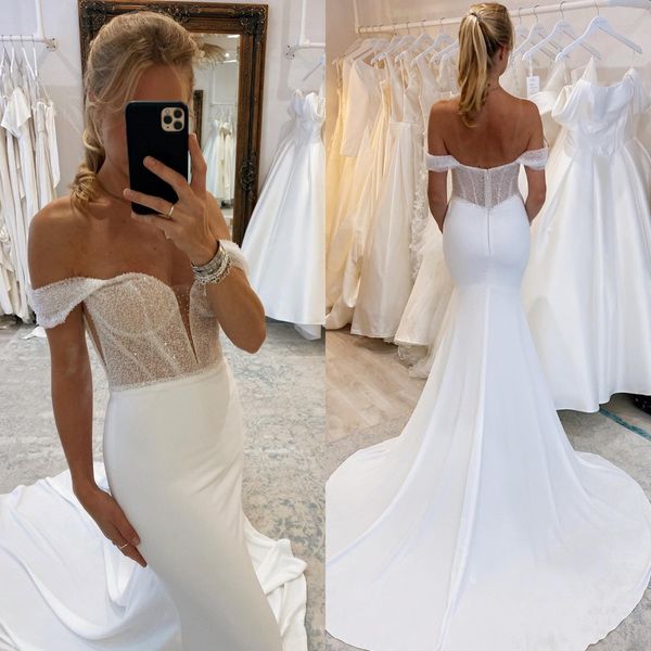 elegant mermaid wedding dresses off shoulder glitter luxury wedding dress sweep train backless wedding bridal gowns, White
elegant mermaid wedding dresses off shoulder glitter luxury wedding dress sweep train backless wedding bridal gowns, White