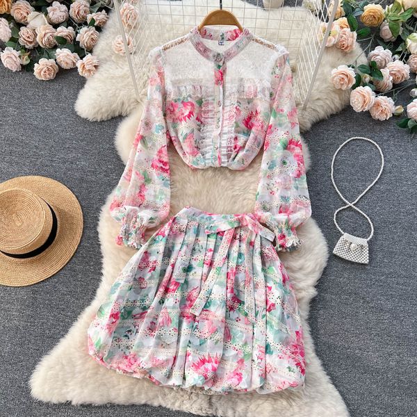 two piece dress summer spring dress new women's fashion print embroidered panel lace set women's long sleeve shirt + pleated short, White
two piece dress summer spring dress new women's fashion print embroidered panel lace set women's long sleeve shirt + pleated short, White