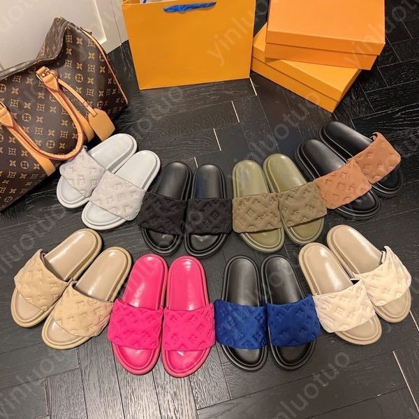 swimming pool pillow flat shoes men and women slippers designer comfortable embossed mule copper triple black pink ivory summer fashion slid
swimming pool pillow flat shoes men and women slippers designer comfortable embossed mule copper triple black pink ivory summer fashion slid