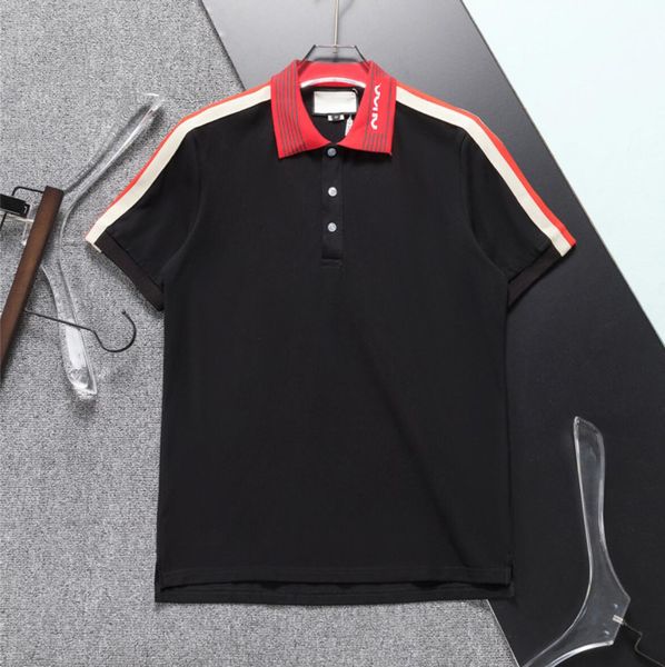 men's golf polos prue cotton lapel letter mens short sleeve male casual style striped summer shirts, White;black
men's golf polos prue cotton lapel letter mens short sleeve male casual style striped summer shirts, White;black