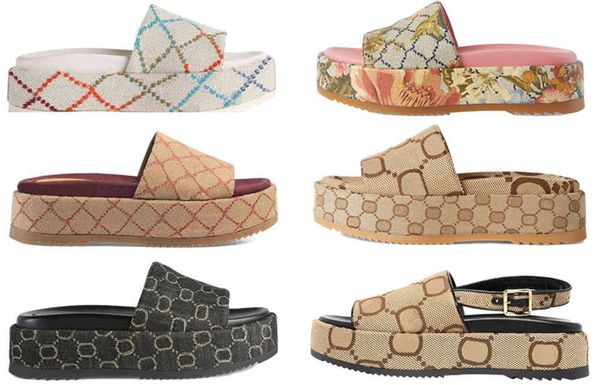 women platform slides sandals designer slippers beach rubber perforated canvas sliders mens thick bottom sandal womens embroidery heels luxu, Black
women platform slides sandals designer slippers beach rubber perforated canvas sliders mens thick bottom sandal womens embroidery heels luxu, Black