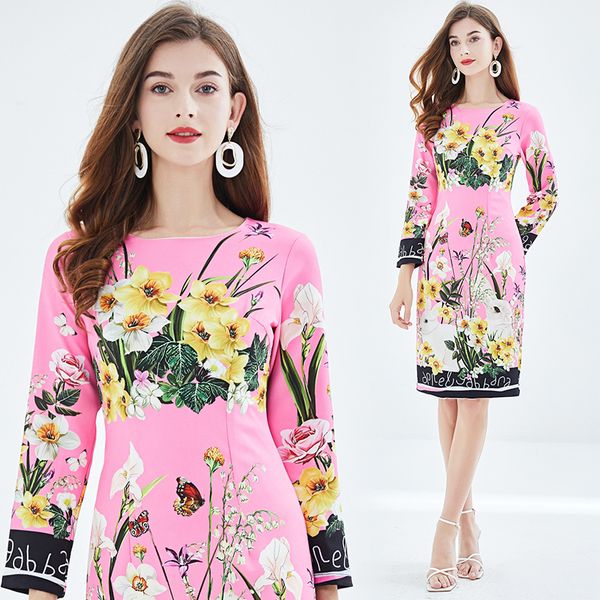 women's floral print midi pink dress long sleeve 2023 fashion designer vacation o-neck slim fit stylish party sheath dresses chic ballg, Black;gray
women's floral print midi pink dress long sleeve 2023 fashion designer vacation o-neck slim fit stylish party sheath dresses chic ballg, Black;gray