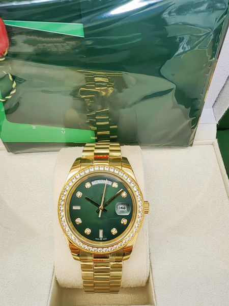 2024 original box certificate 18k gold president male watches day date diamonds green dial watch men stainless diamond bezel automatic wrist, Slivery;brown
2024 original box certificate 18k gold president male watches day date diamonds green dial watch men stainless diamond bezel automatic wrist, Slivery;brown