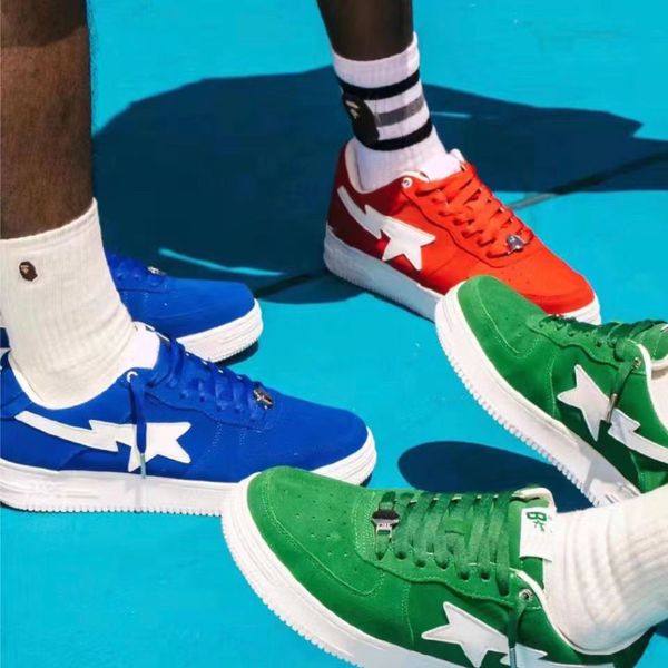 bapestas blue red green suede spring and autumn casual shoes contrast street low men's and women's sports board shoes, Black
bapestas blue red green suede spring and autumn casual shoes contrast street low men's and women's sports board shoes, Black