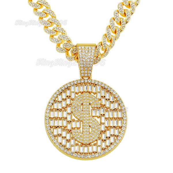 hip hop diamond dollar round card hollow out pendant cuban chain necklace men's cool domineering exaggerated accessories druzy jewelry, Silver
hip hop diamond dollar round card hollow out pendant cuban chain necklace men's cool domineering exaggerated accessories druzy jewelry, Silver