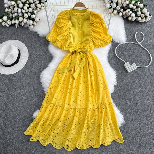 2023 casual dresses runway summer elegant chic plelated bow ruffle dress a-line casual puff sleeve vestidos o-neck high spring summer vacati, Black;gray
2023 casual dresses runway summer elegant chic plelated bow ruffle dress a-line casual puff sleeve vestidos o-neck high spring summer vacati, Black;gray