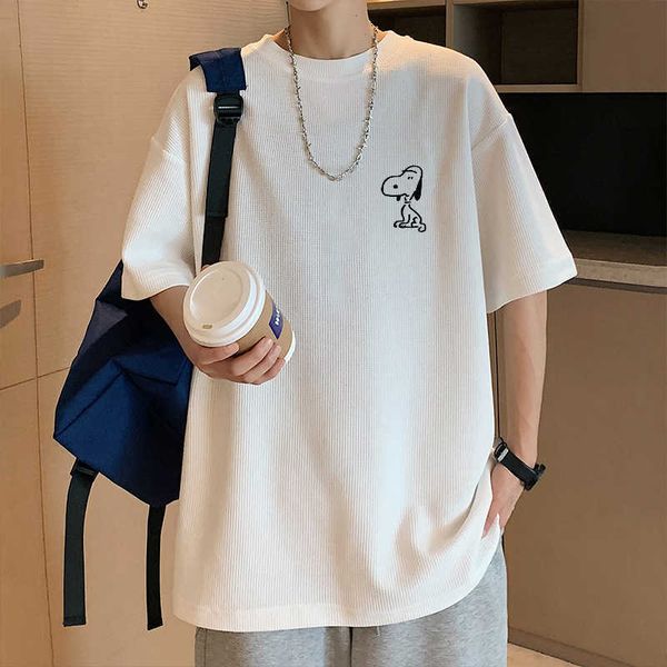 waffle xia ji short sleeve t-shirt for men's ins loose fashion brand round neck fashion versatile and simple t-shirt, White;black
waffle xia ji short sleeve t-shirt for men's ins loose fashion brand round neck fashion versatile and simple t-shirt, White;black