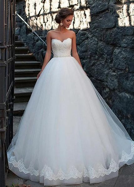 amazing tulle sweetheart neckline ball gown wedding dresses with lace appliques beading sash bridal dress vestido de novia qsa-110, White
amazing tulle sweetheart neckline ball gown wedding dresses with lace appliques beading sash bridal dress vestido de novia qsa-110, White