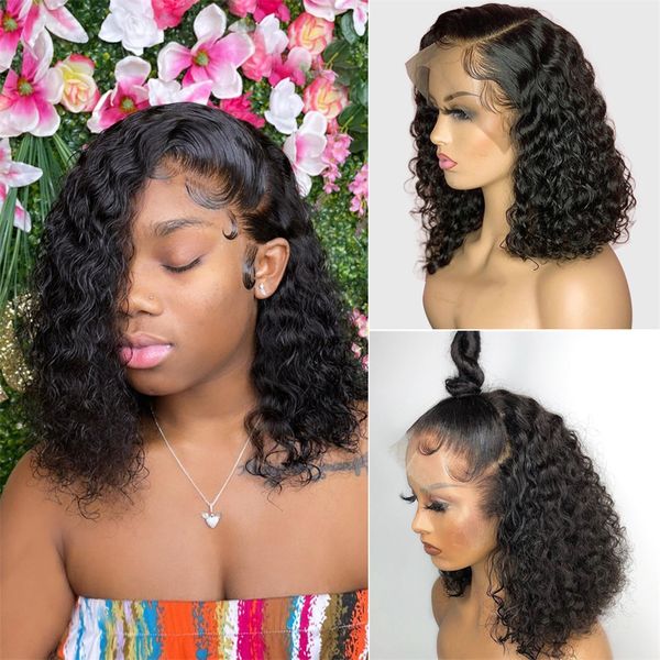 short curly bob 13x4 lace front human hair wigs with baby hair brazilian lace closure wig for women wave wig pre pluck, Black;brown
short curly bob 13x4 lace front human hair wigs with baby hair brazilian lace closure wig for women wave wig pre pluck, Black;brown
