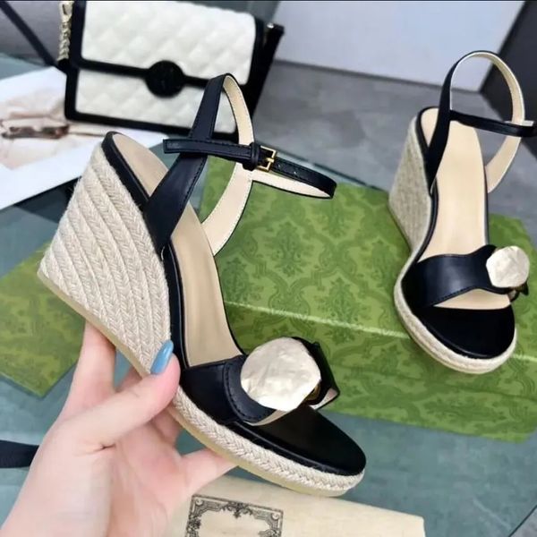 2023s designer sandal lady wedge high heel women's shoes double metal buckle leather wedges espadrille sandals ankle strap genuine leat, Black
2023s designer sandal lady wedge high heel women's shoes double metal buckle leather wedges espadrille sandals ankle strap genuine leat, Black