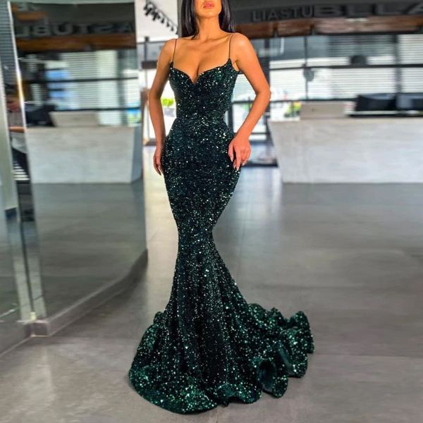 dark green prom dresses long mermaid evening gowns spaghetti straps glitter sequin velvet, Black
dark green prom dresses long mermaid evening gowns spaghetti straps glitter sequin velvet, Black
