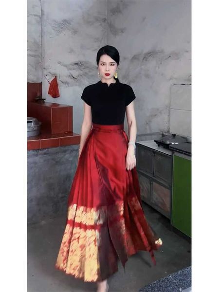 designer dress small red mamianqun skirt for female summer 2023 new national style han suit with high sense of retro, Black;gray
designer dress small red mamianqun skirt for female summer 2023 new national style han suit with high sense of retro, Black;gray