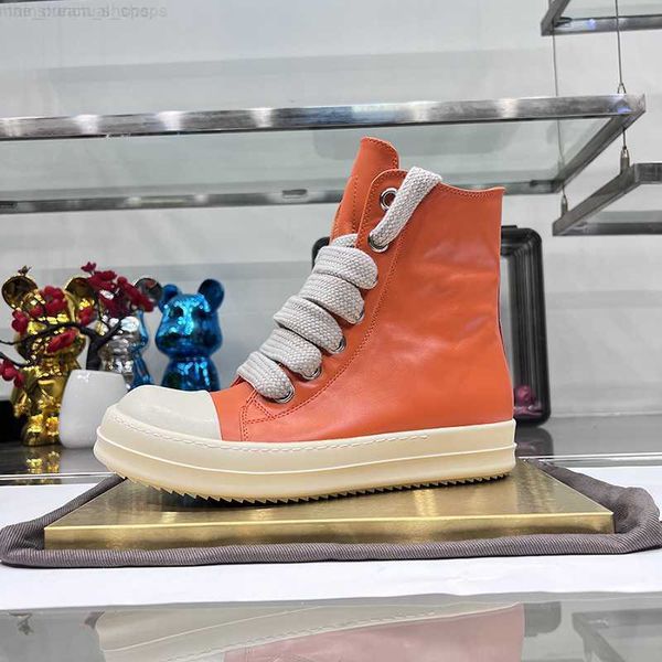 high casual shoes women bright pink jumbo lace up leather thick sole orange designer sneakers round owens ro luxury men flats motorcycle ank, Black
high casual shoes women bright pink jumbo lace up leather thick sole orange designer sneakers round owens ro luxury men flats motorcycle ank, Black