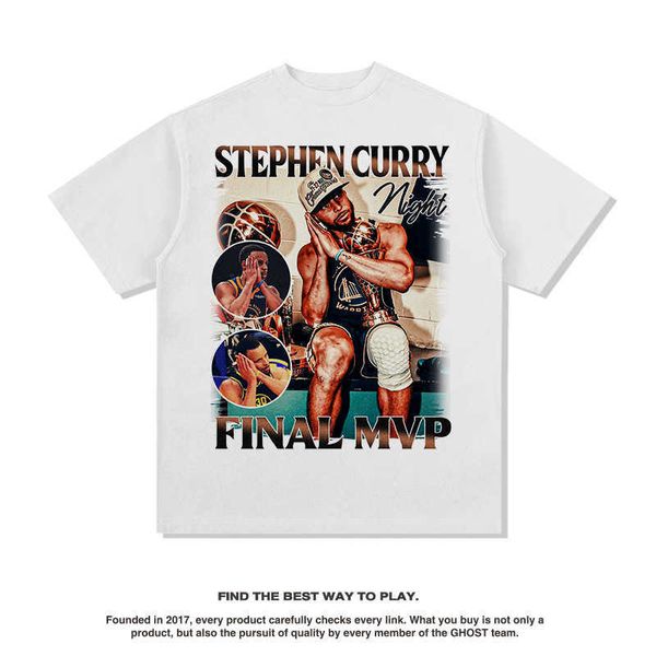 curry american street summer short sleeve t-shirt loose washed old fashion brand men's and women's top, White;black
curry american street summer short sleeve t-shirt loose washed old fashion brand men's and women's top, White;black