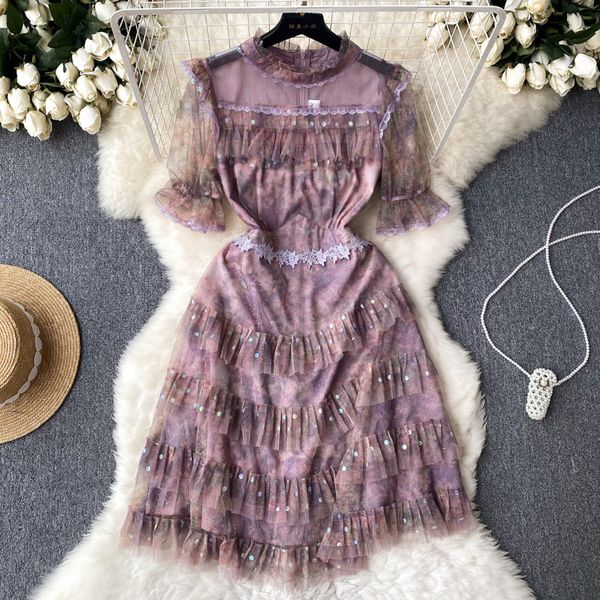 2023 casual dresses summer french vintage hollow out mesh lace patched sequin a-line dress women's summer new fasion thin party elegant, Black;gray
2023 casual dresses summer french vintage hollow out mesh lace patched sequin a-line dress women's summer new fasion thin party elegant, Black;gray
